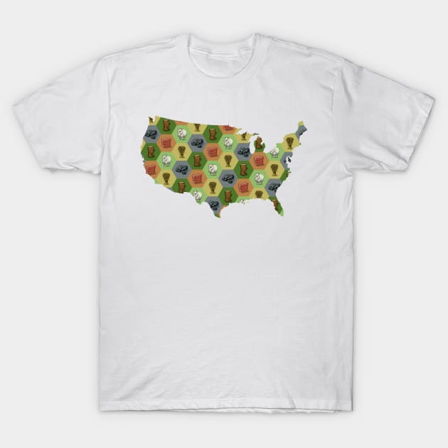 United States of America Map Board Games T-Shirt by adamkenney